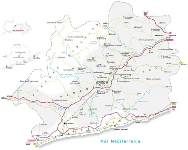Die Weinregion Penedès unterteilt sich in neun Gebiete.